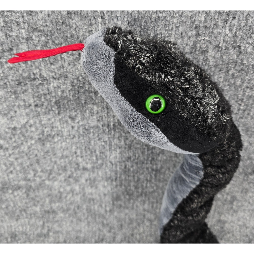 Wild Republic Metal Heads Snake Plush 50" Black Grey Stuffed Animal Toy 23504 - Picture 2 of 8